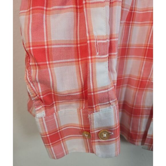 Orvis Shirt Mens L Long Sleeve Button Down Plaid Red/Orange/White Classic Cotton - Picture 4 of 13